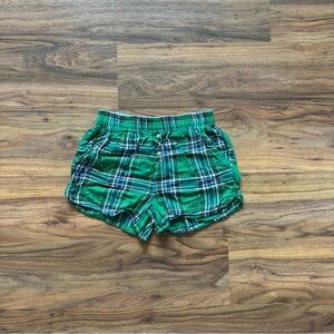 aerie Green Flannel Pajama Shorts
